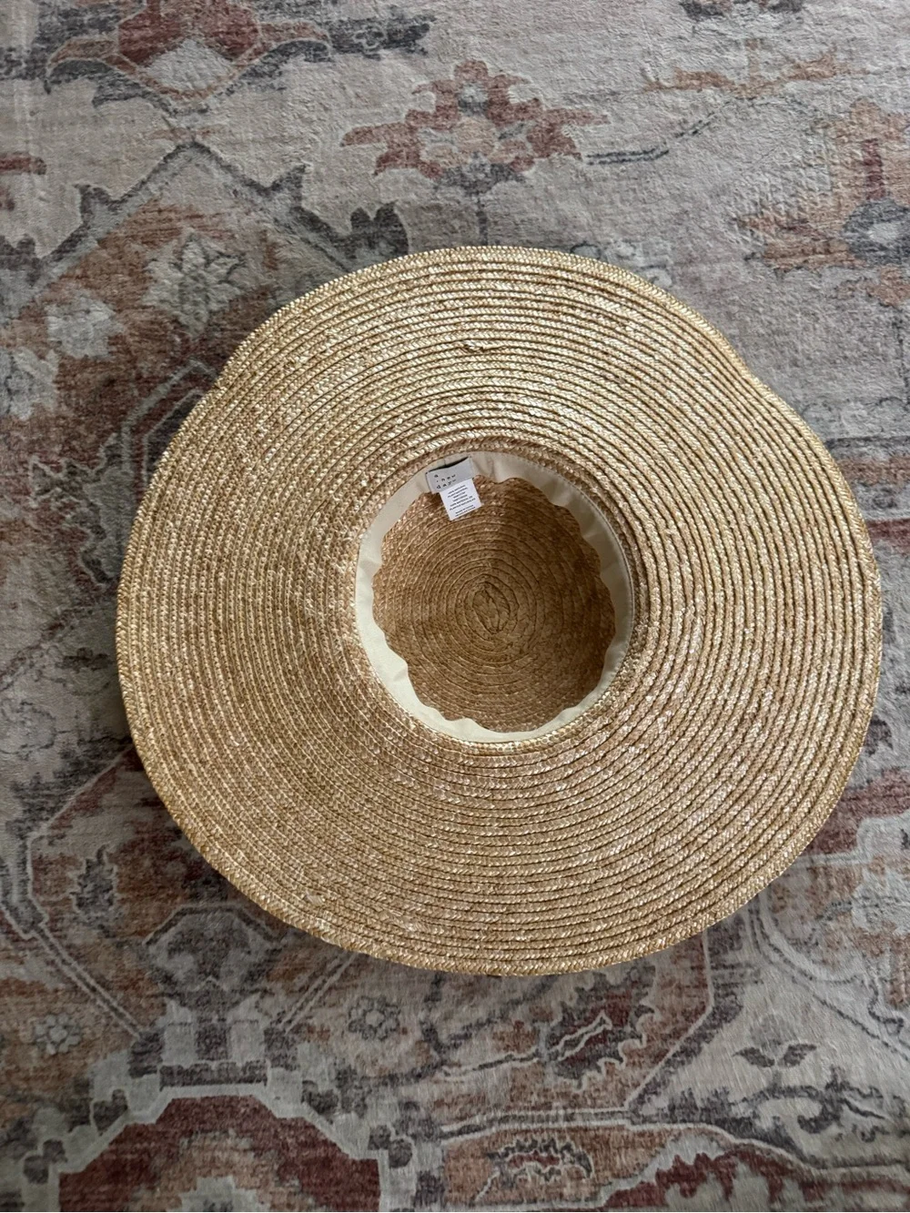 Wide Brim Straw Sun Hat - Natural Gold Tone